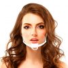 Set 10 Masti transparente reutilizabile pentru gura si nas, cu suport pentru barbie si elastic, bandou alb, Neo Horeca