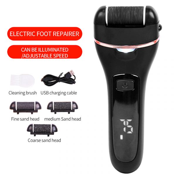 Aparat indepartare bataturi si piele uscata Calus Neo™ Foot Polisher V601, cu display digital, iluminare LED, incarcare USB, capat suplimentar si 3 role microminerale, 2000 rpm, Negru - imagine 4