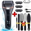 Set Aparat indepartare bataturi si piele uscata Calus Neo Foot Polisher, display digital, LED, incarcare USB, capat suplimentar si 3 role, 2000 rpm, Negru - imagine 7
